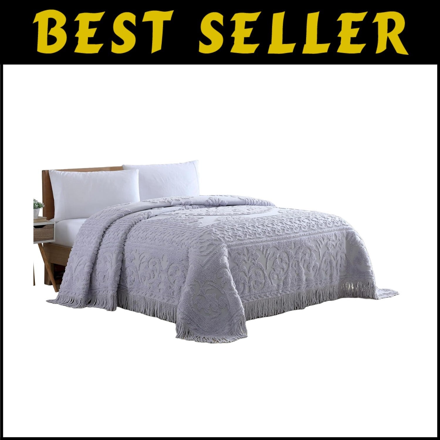Traditional Full Chenille Bedspread in Lavender with Elegant Medallion Design