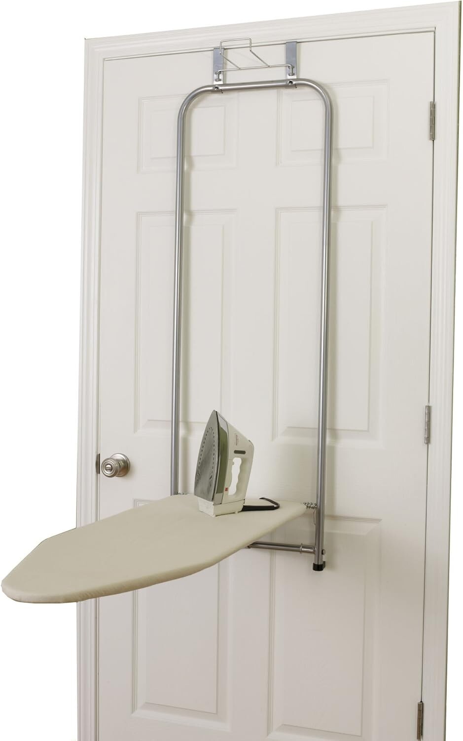Mini Over The Door Ironing Board with Silver Frame and Noise-Reducing Features