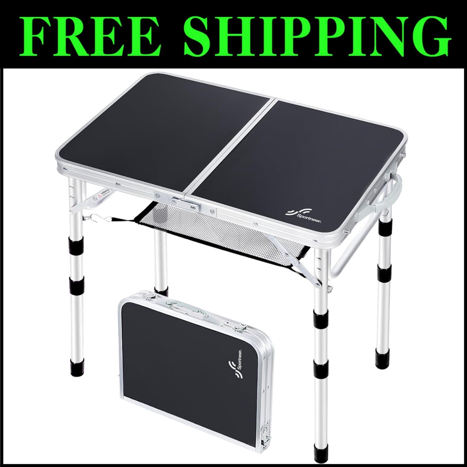 Adjustable Hiking Table with Mesh Storage - Portable Folding Table (23.6"x15.7")