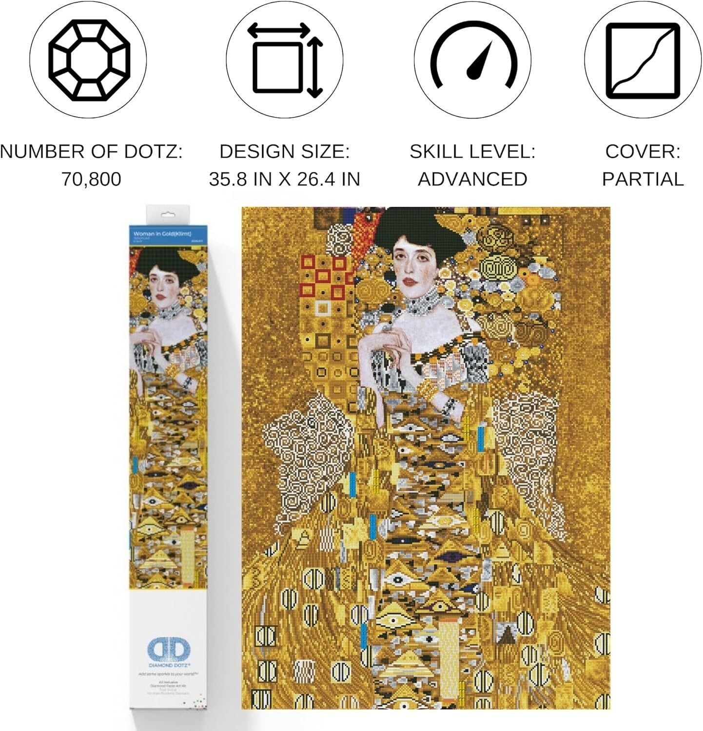 Quality Diamond Painting Kit: Woman in Gold - 36x26 Relaxing Art Experience