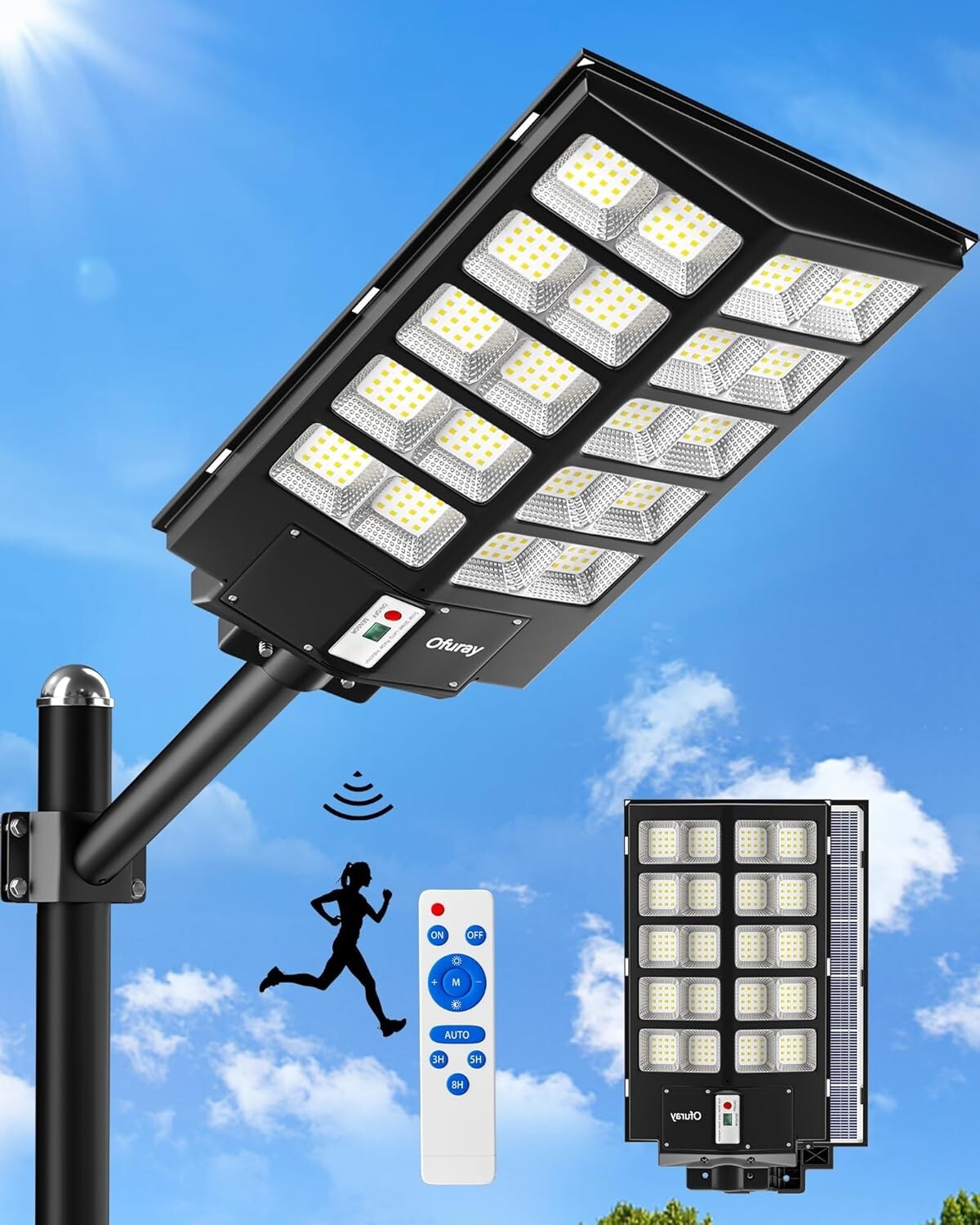 520000LM Solar Street Lights with Remote Control - Waterproof LED Floodlight