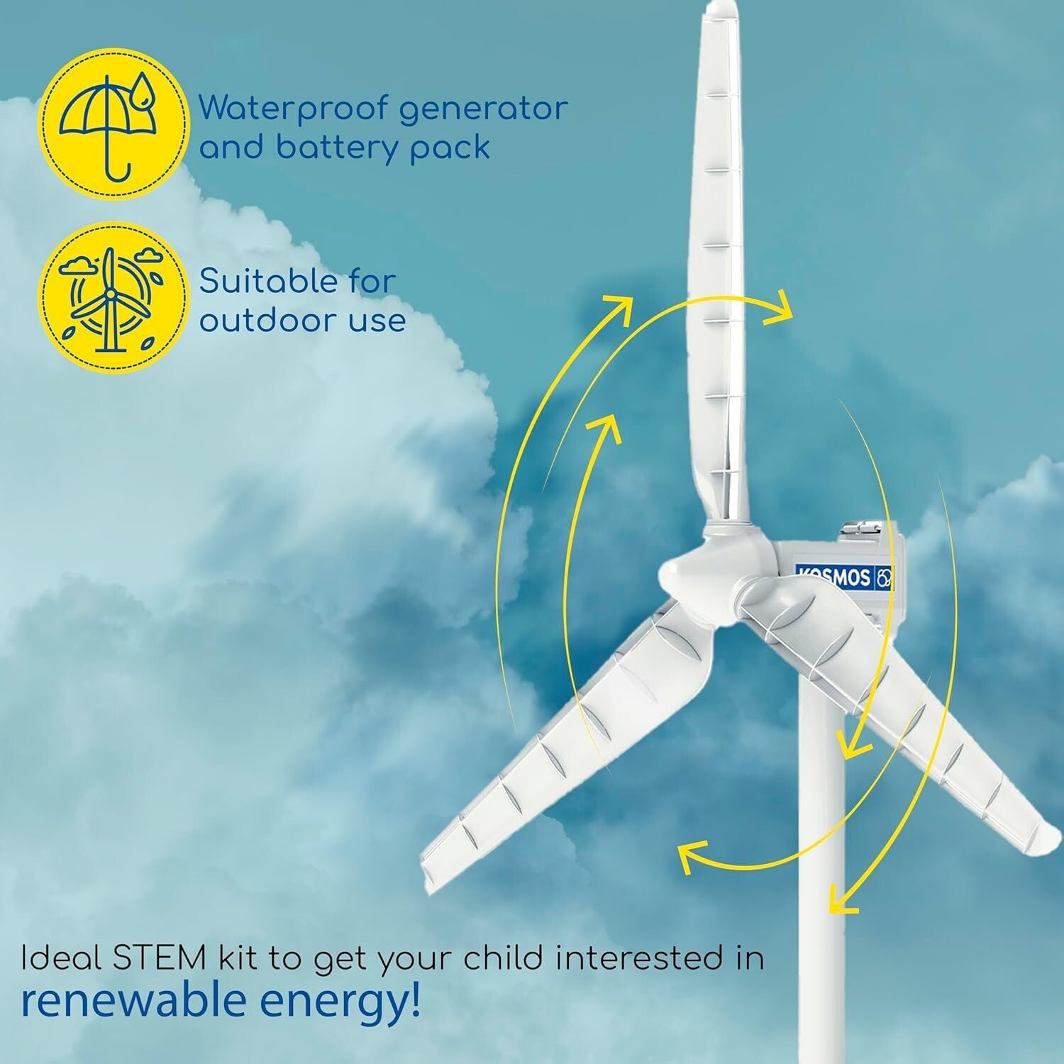 STEM Wind Power V4.0 Kit: Build a 3ft Wind Turbine, Explore Renewable Energy