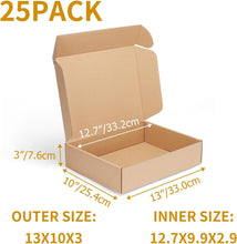 Load image into Gallery viewer, Bulk 25 Pack Tuck Top Shipping Boxes 13x10x3 - Ideal for Small Business Use