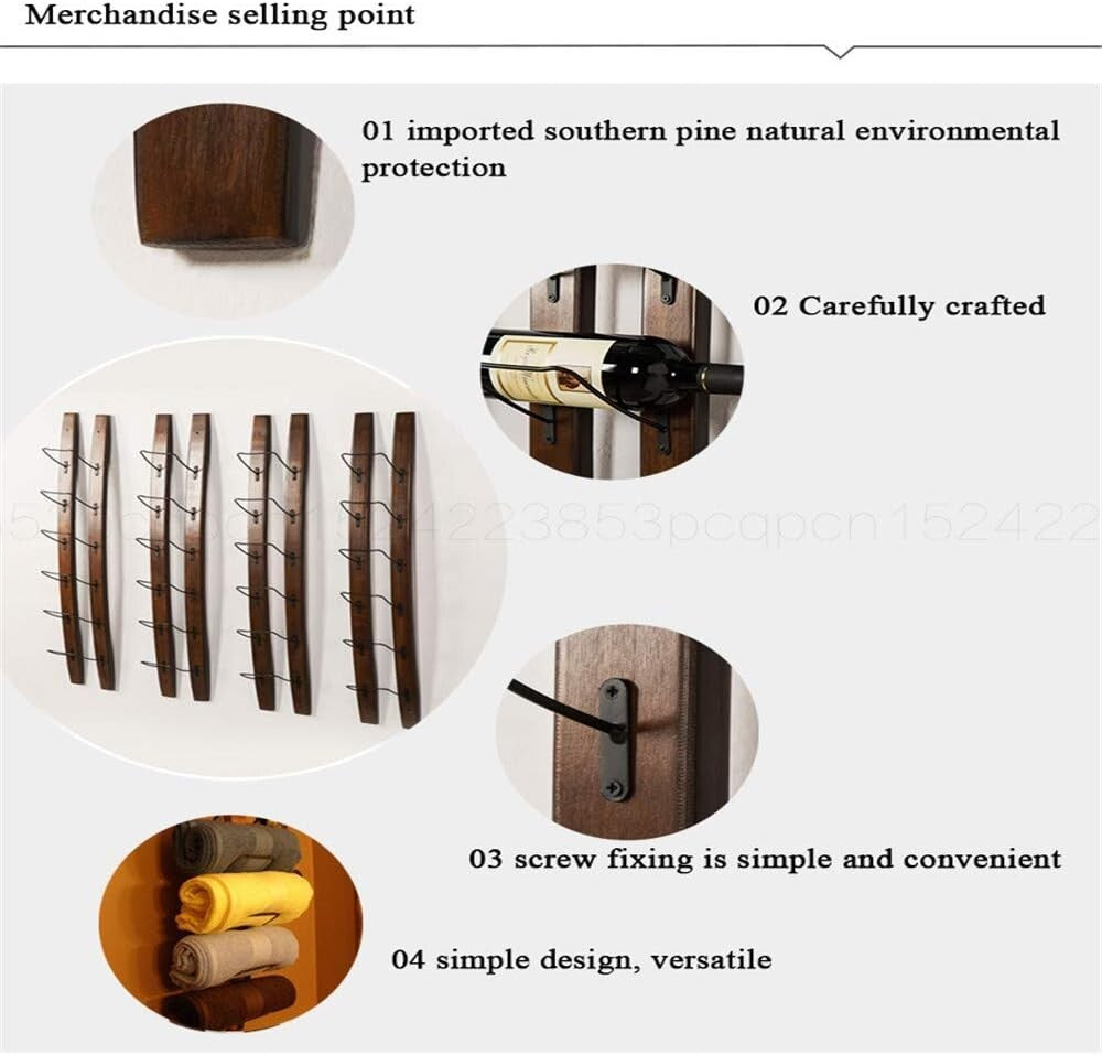 Sleek Wall-Mounted Wine Rack for 6 Bottles - Modern Pine Wood & Metal Design