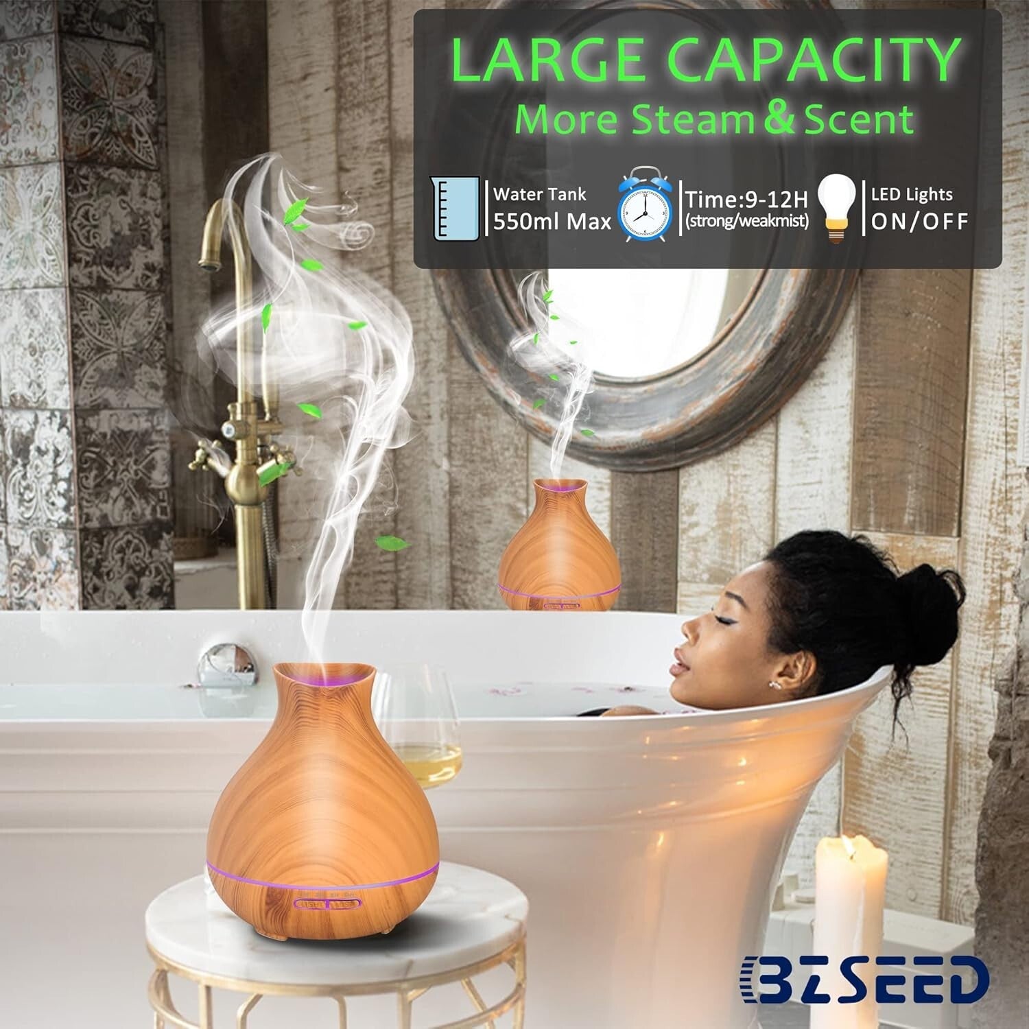 Large Capacity Essential Oil Diffuser - 2 Pack with Auto Shut-Off Features