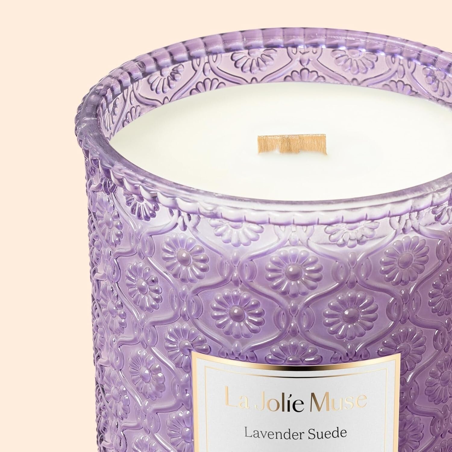 Eco-Friendly Lavender Suede Candle - Long Burning Luxury for Home Aromatherapy