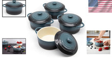 Load image into Gallery viewer, Durable Stoneware Cocotte Set - Individual 12 oz Dishes with Lids &amp; Handles