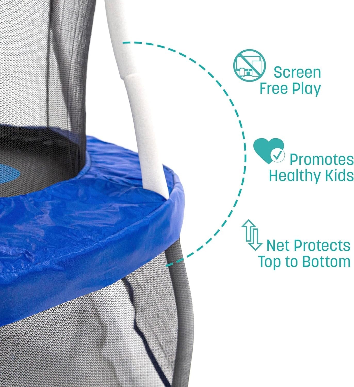 60-Inch Mini Trampoline with Safety Net for Toddlers - Sea Adventure Theme