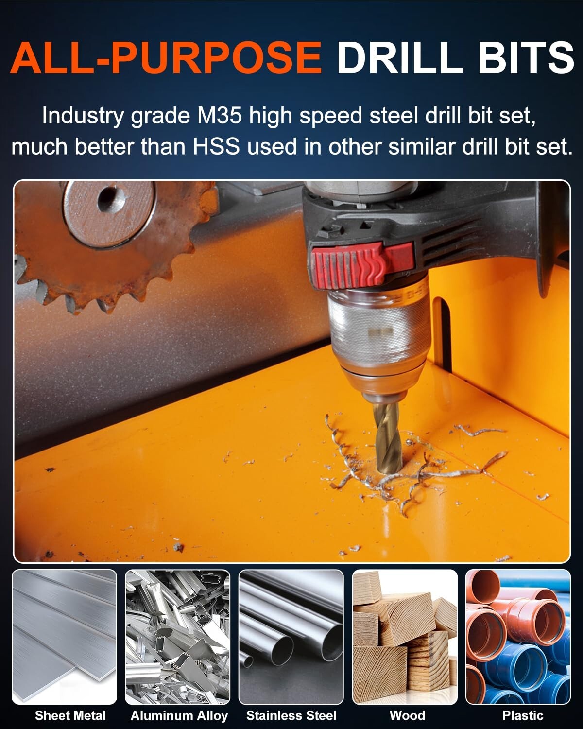 135° Split Point Cobalt Drill Bit Set - 115 Pcs, Ideal for Hardened Materials