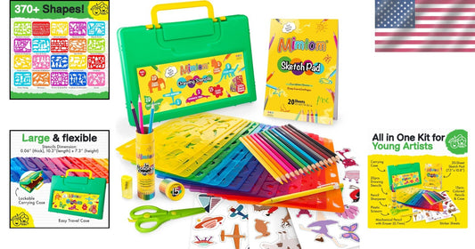 Portable Drawing Kit with Stencils: Ideal Arts & Crafts for Children Ages 4-8