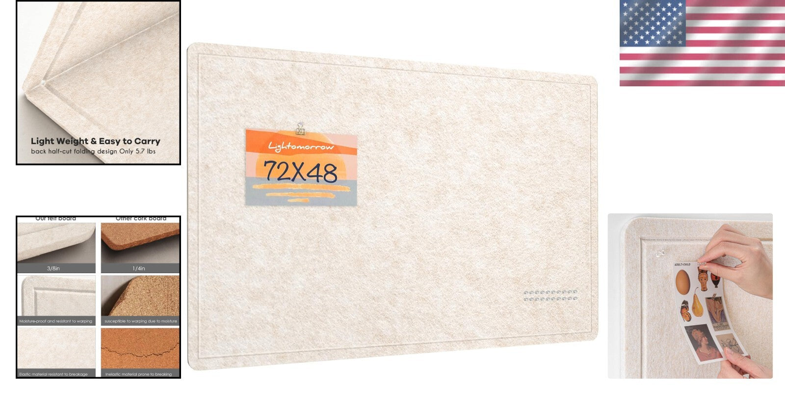 Elegant Frameless Large Felt Pin Board - 6' x 4' Decorative Display Board