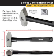 Load image into Gallery viewer, Complete 5-Piece Hammer Collection: Ball Pein, Sledge &amp; More for DIY Projects