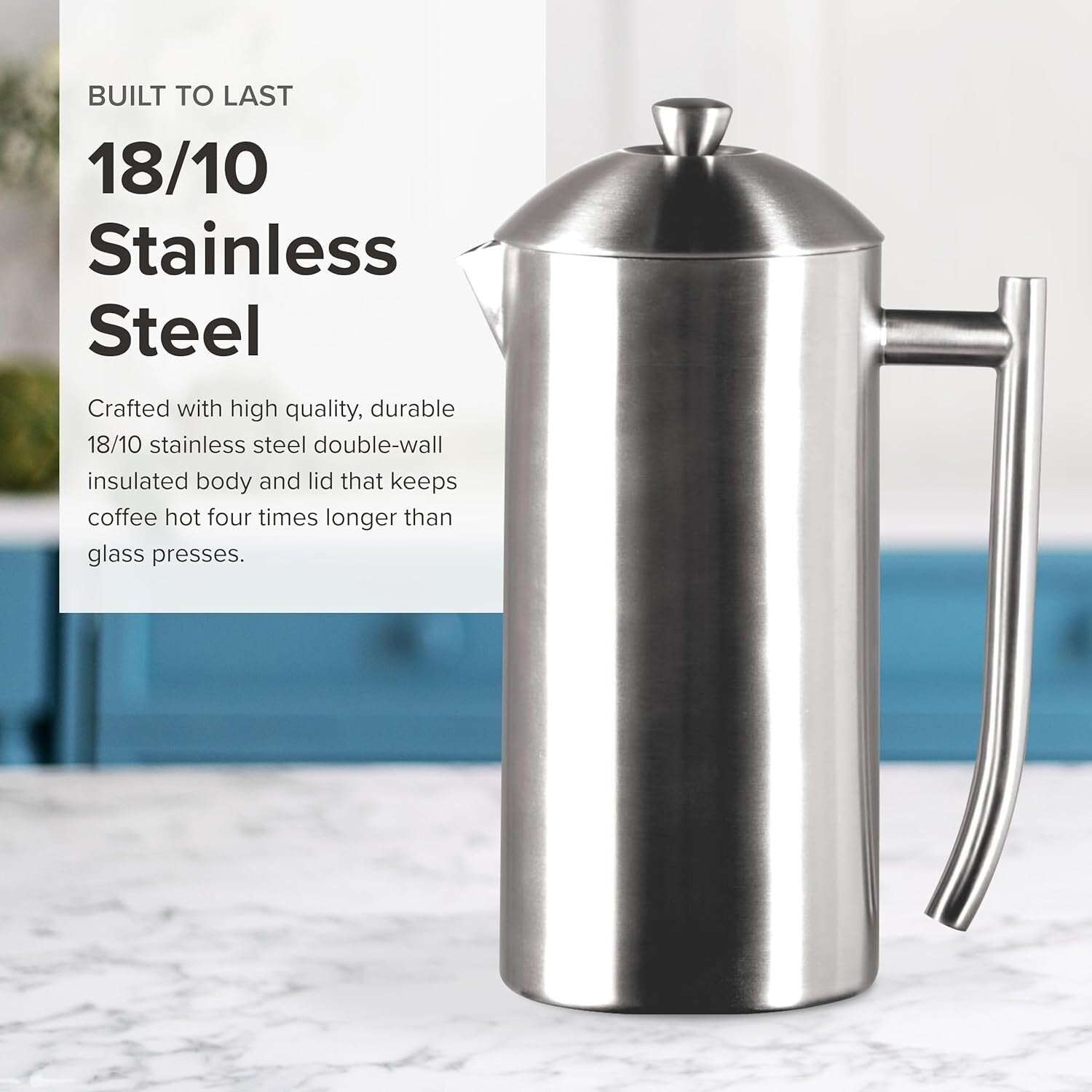 Elegant 36 oz French Press Coffee Maker with Zero Sediment Filtration System