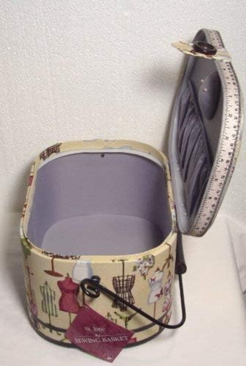 Elegant Oval St. Jane Sewing Basket with Magnetic Closure - Multi-Color Design