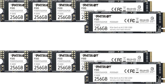 10 Pack Patriot P300 256GB NVMe SSD - Fast Reads/Writes for Desktops and Laptops