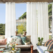 Load image into Gallery viewer, Stylish Linen Textured Sheer Curtains for Indoor/Outdoor Use - 2 Pack, 52"x96"