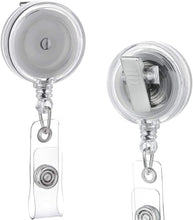 Load image into Gallery viewer, Bulk 100 Retractable Clear Badge Holders with 360° Swivel Clip - Ideal for Teams