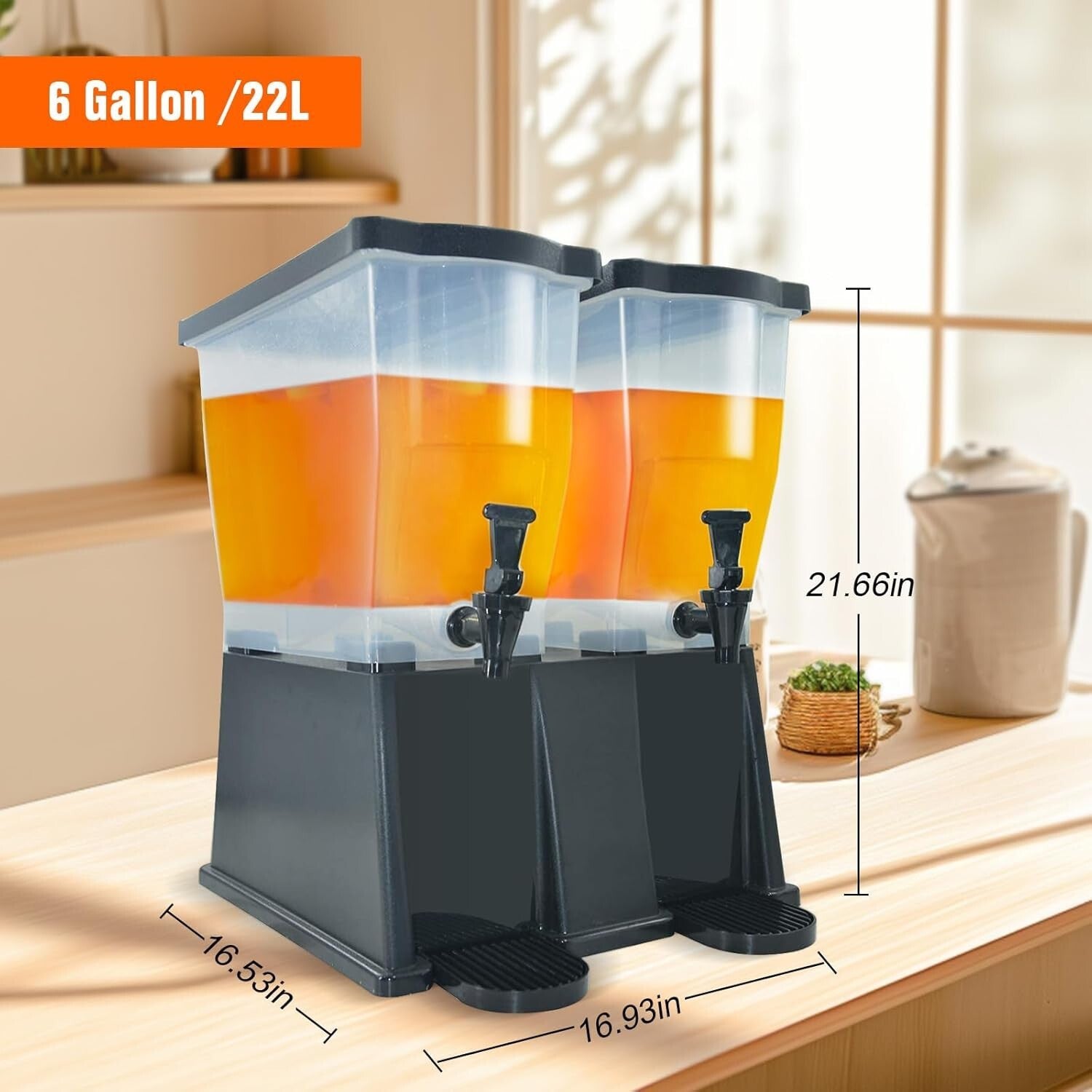 Commercial Juice Dispenser with 6 Gallon Capacity - Ideal for Buffets & Events