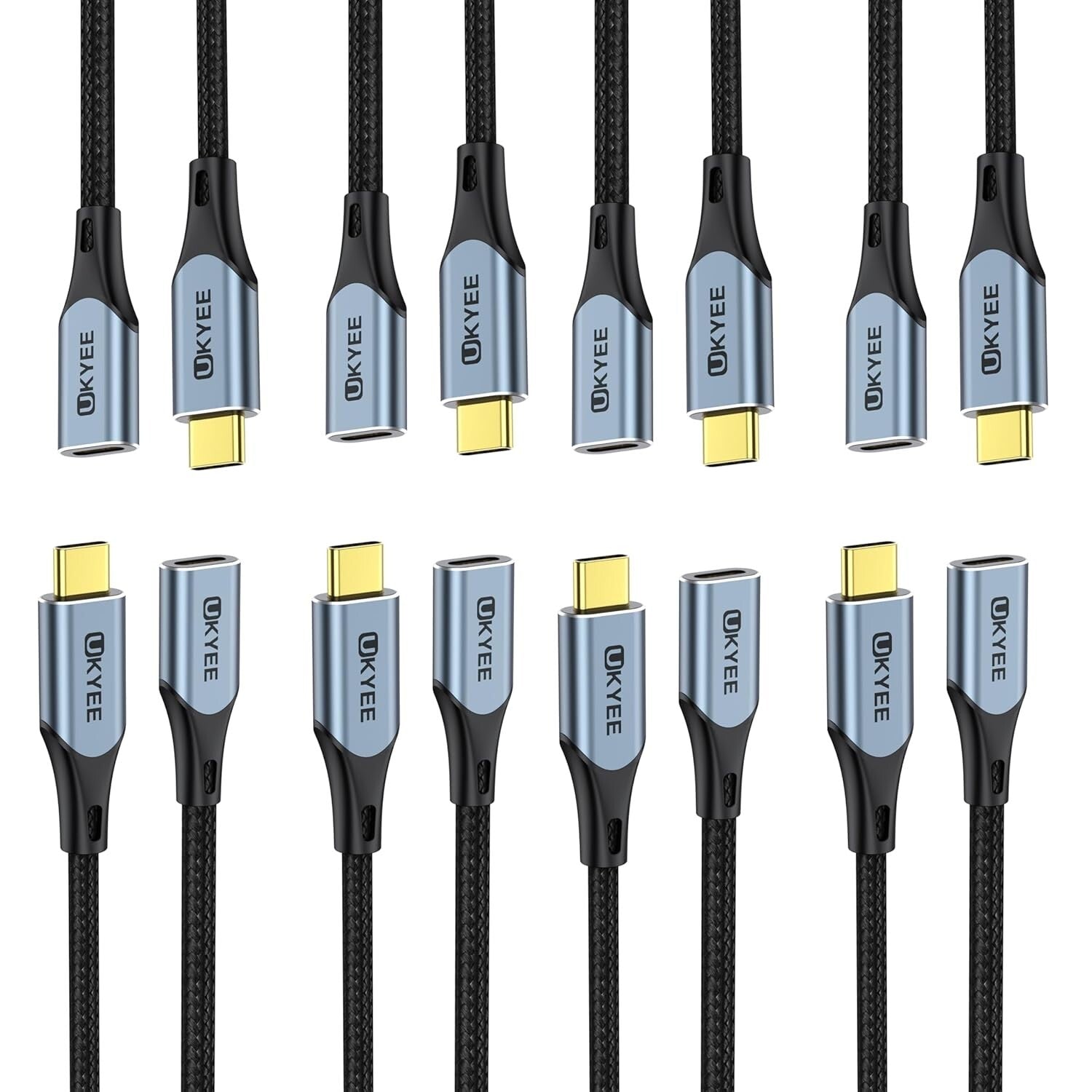 10-Pack USB C Extension Cable 3.3Ft, 100W Fast Charging & 10Gbps Data Speed