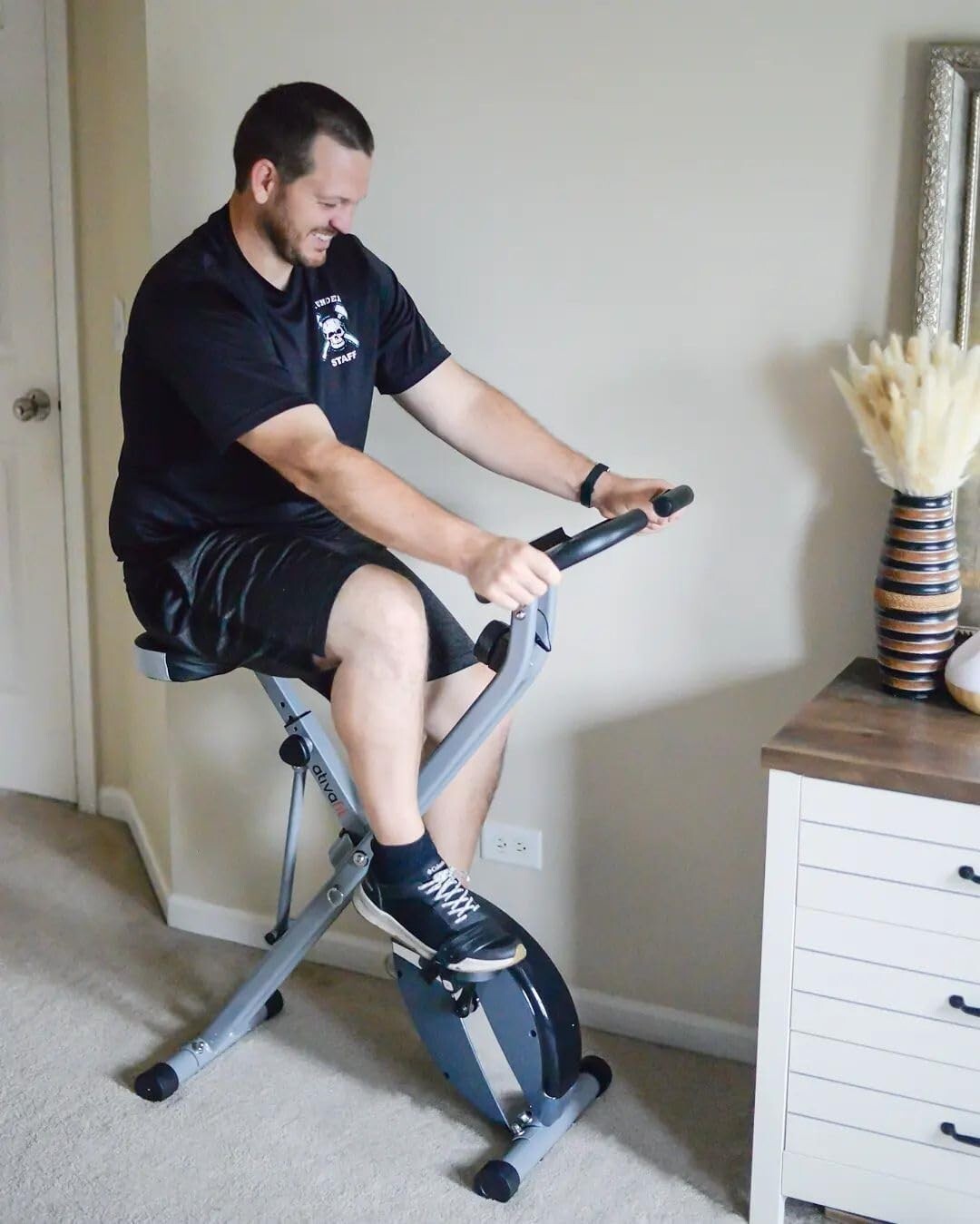 Durable Alloy Steel Folding Exercise Bike with Resistance Bands for All Heights