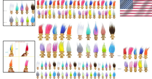 Colorful Mini Troll Dolls Collection - 100pcs PVC Cake Toppers & Party Favors