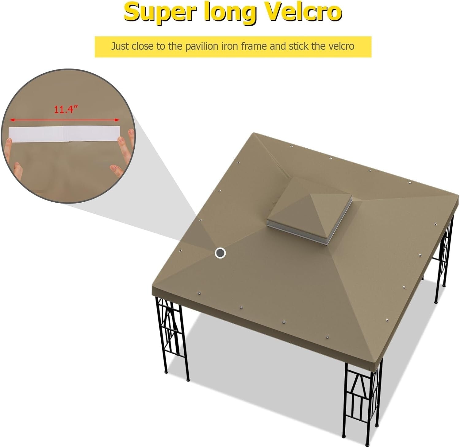Elegant Khaki 10'x10' Canopy Replacement for Garden Gazebos - Easy Install