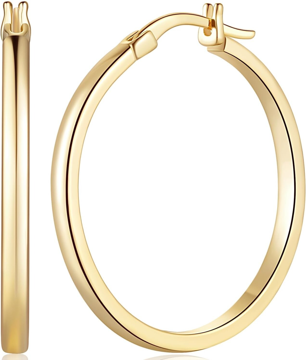 Timeless 14K Gold Hoop Earrings for Women - Secure Clasp and Gift-Ready Box