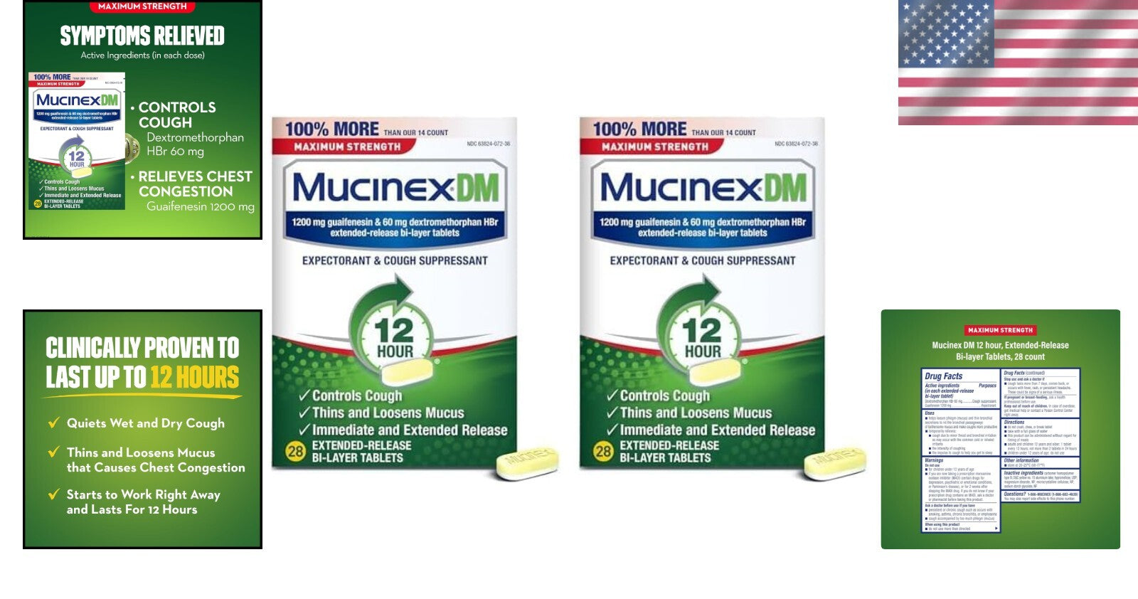 DM 12 Hour Cough & Chest Congestion Relief Tablets - 1200mg Guaifenesin Duo