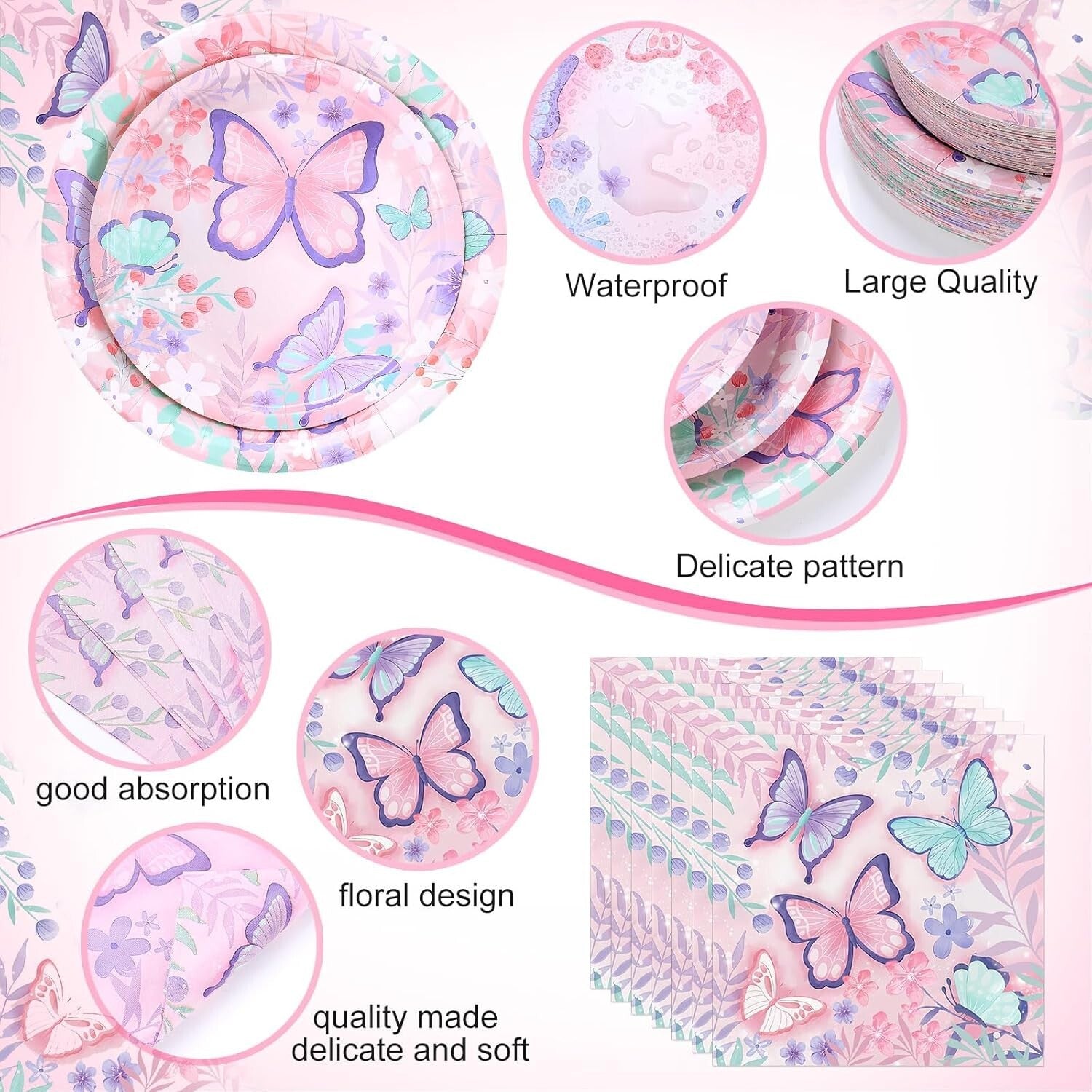 Charming Butterfly Birthday Party Supplies - 452 Pcs for Elegant Celebrations