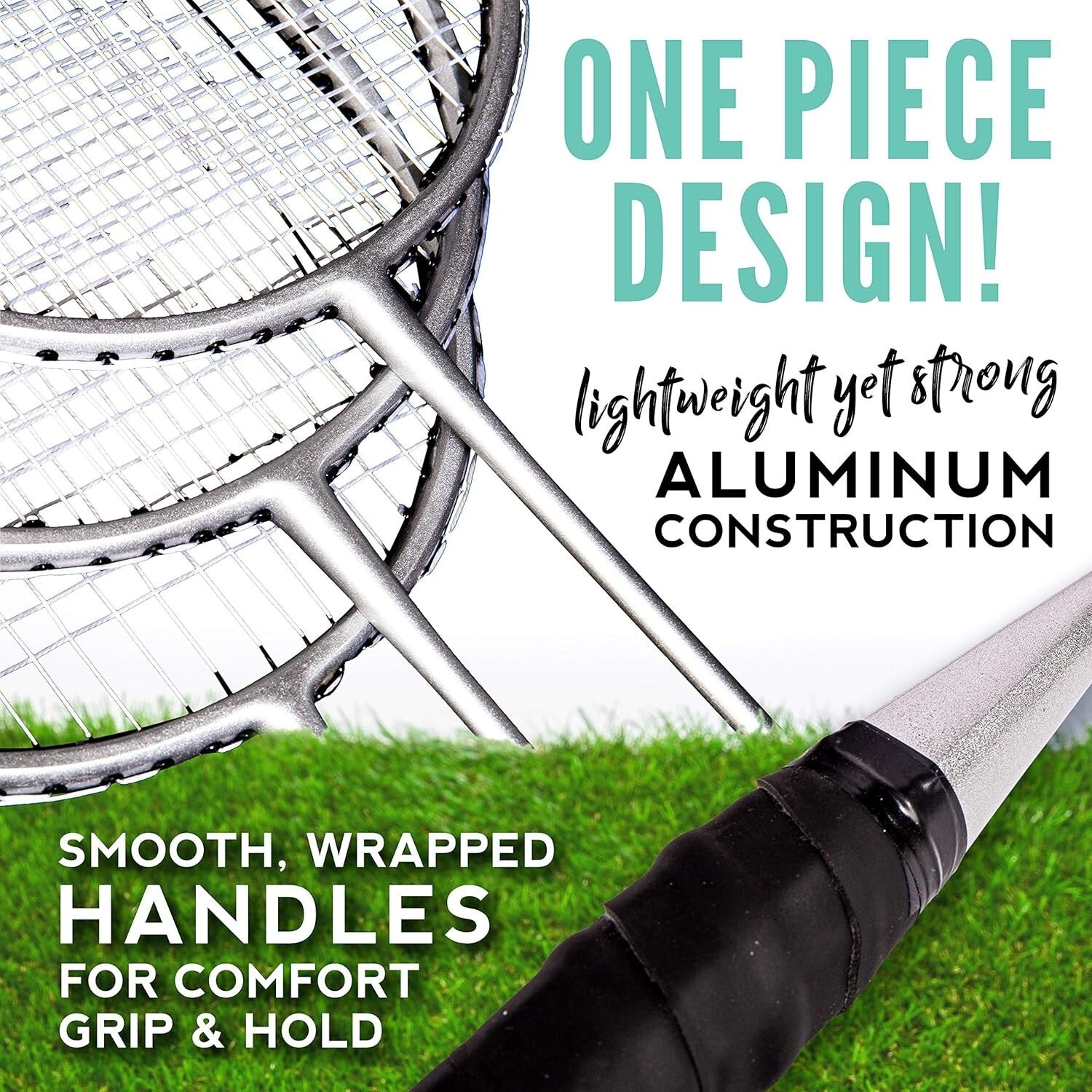 Family-Friendly Badminton Racket Set - Includes 4 Rackets & Shuttlecocks