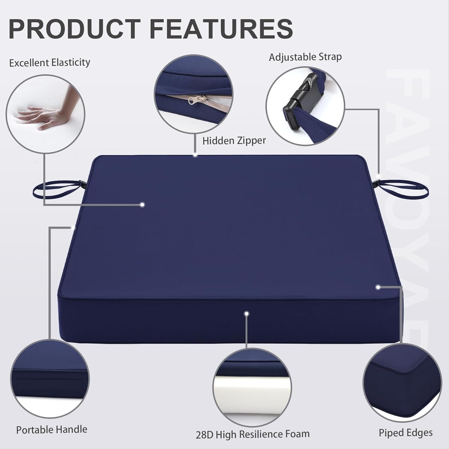 Soft Outdoor Cushions 18.5x16 with Adjustable Straps - Luxurious Patio Comfort