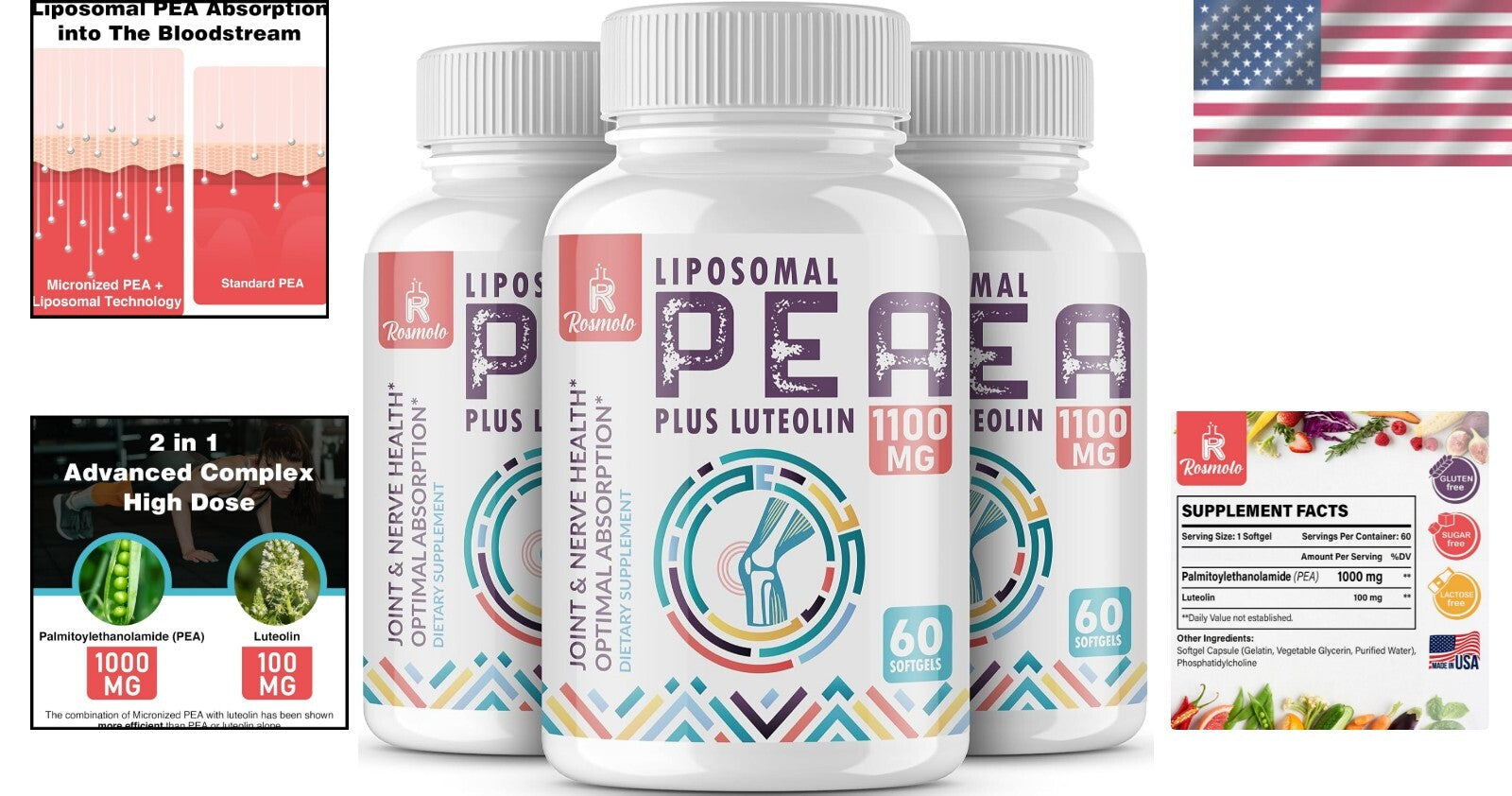 Advanced Liposomal Palmitoylethanolamide + Luteolin - 180 GMO-Free Softgels