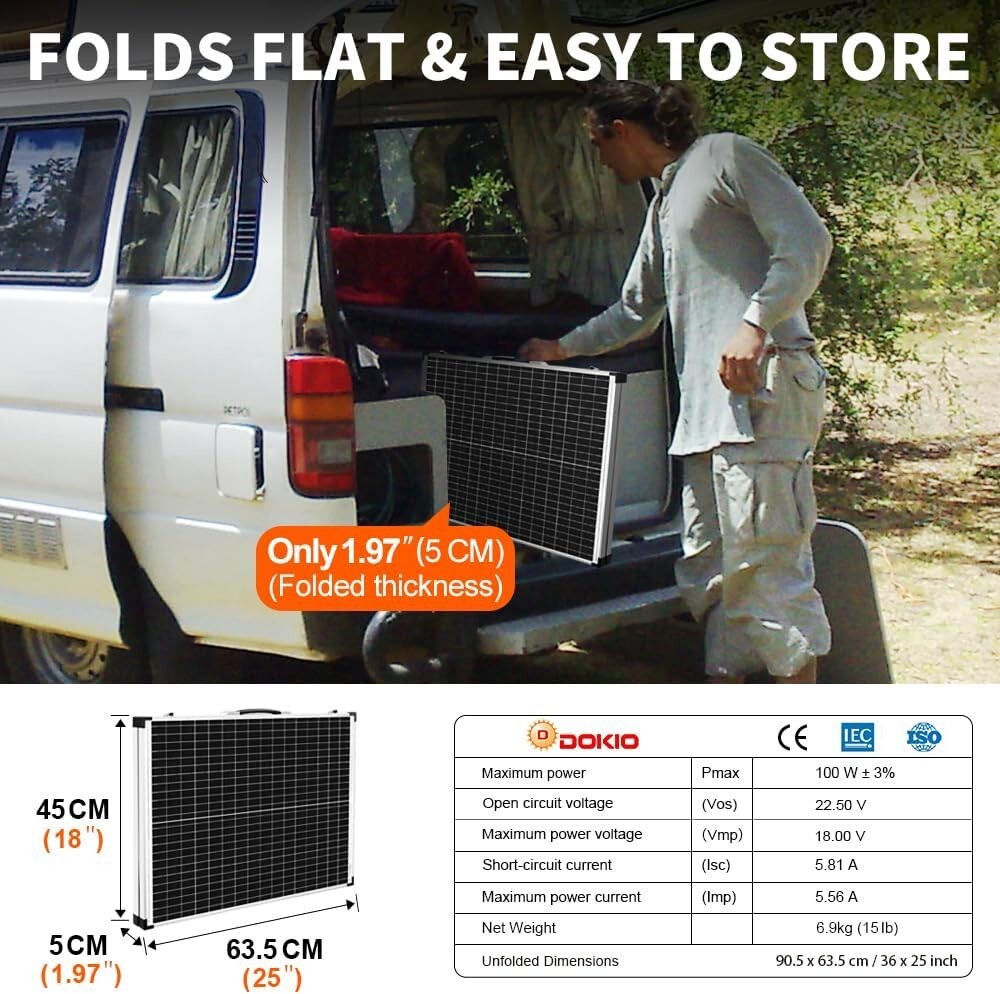 Efficient 18V Foldable Solar Panel with Controller - Perfect for Outdoor Use