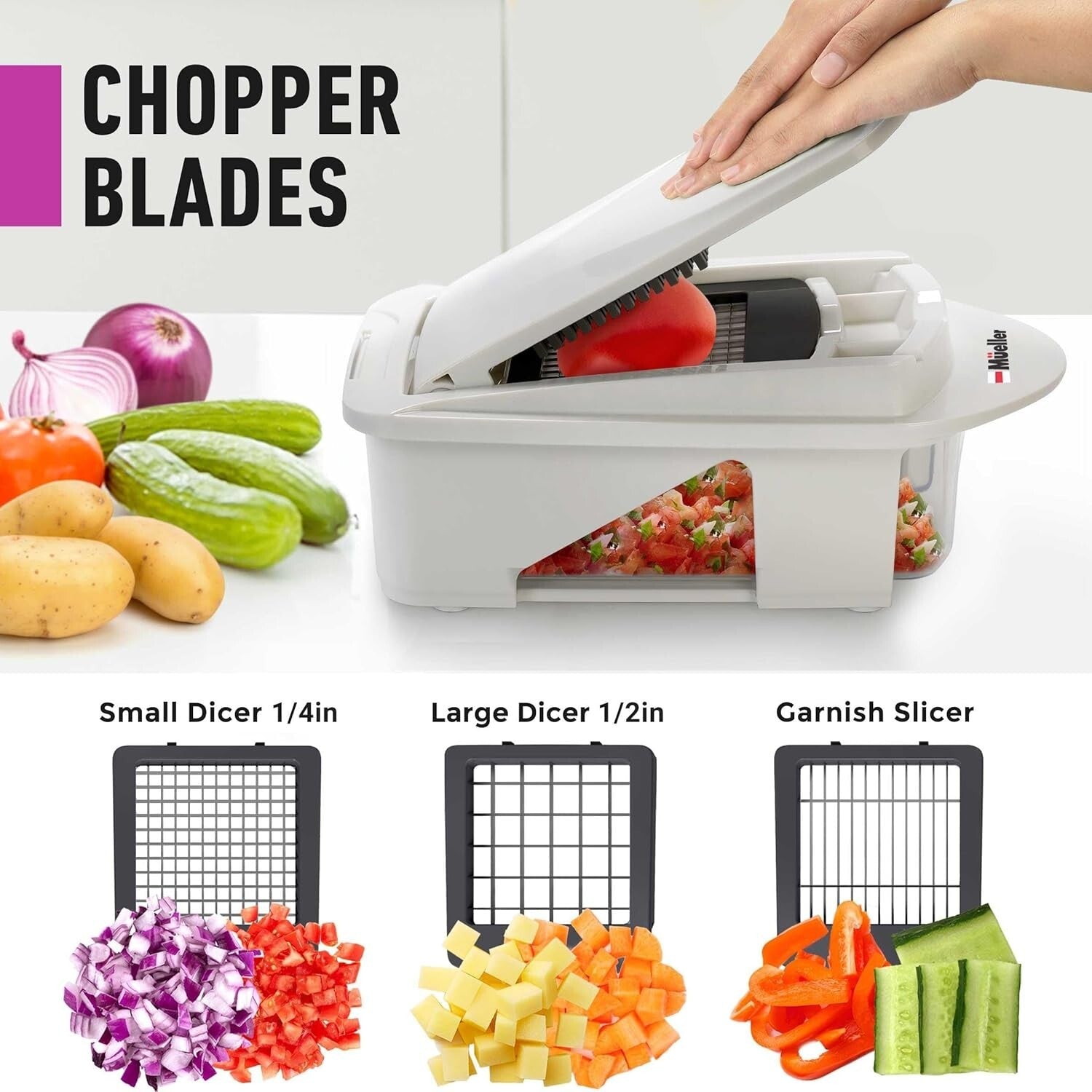 Efficient 12-Blade Mandoline Slicer with Food Container & Holder - Easy Cleanup