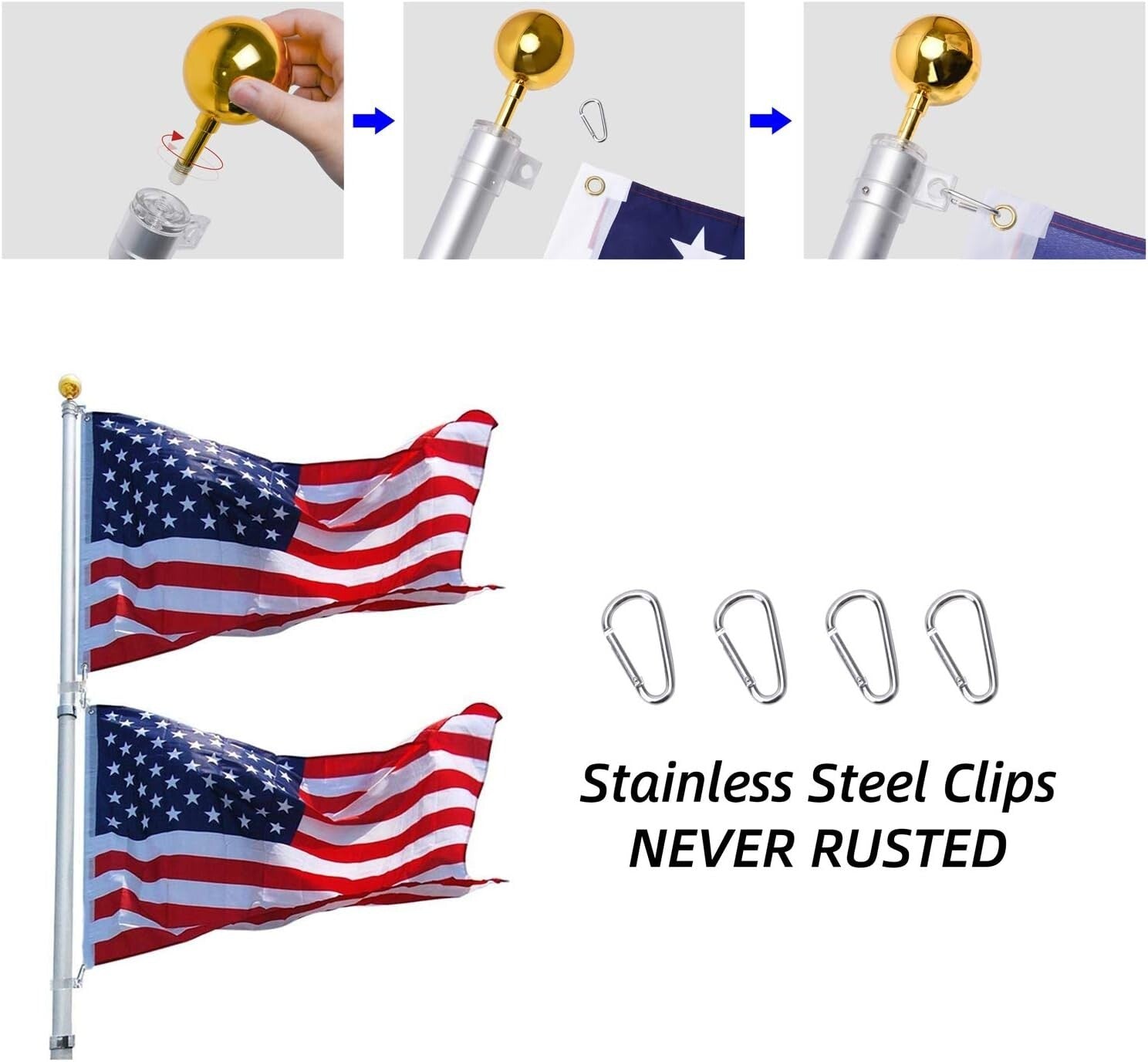 Versatile 14 Gauge Flag Pole Kit with Easy Unlocking and Reinforced Stability