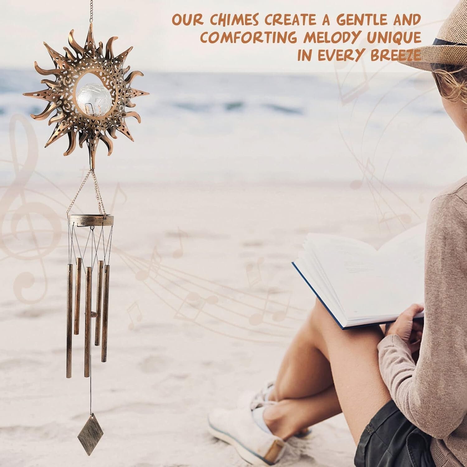 Durable Retro Solar Wind Chimes - Perfect Gift for Mom & Grandma, 11" Design