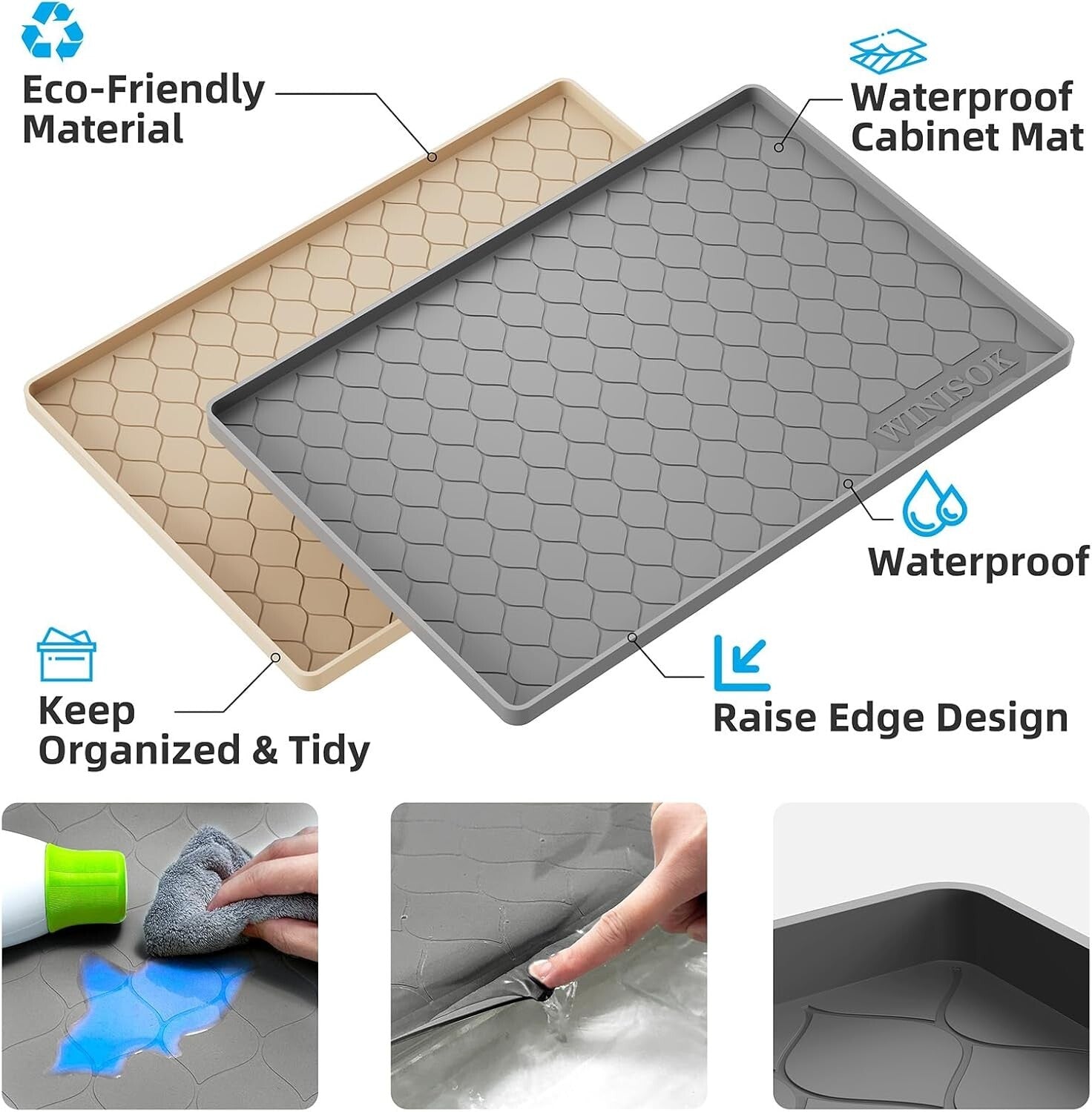 Waterproof Silicone Under Sink Mat 40"x22" - Ultimate Cabinet Protection