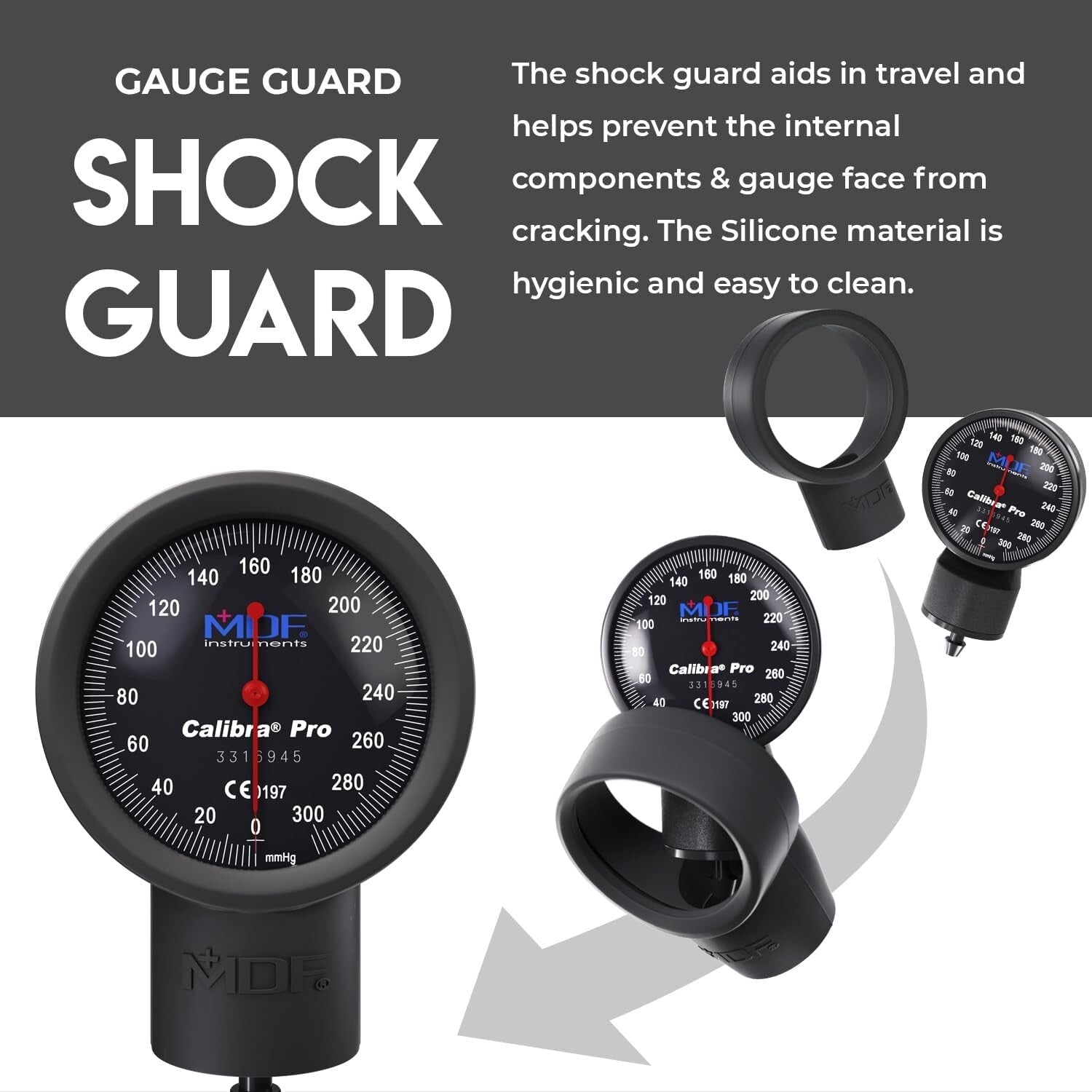 Extra Large Gauge Aneroid Sphygmomanometer with Durable Shock Guard & Adult Cuff