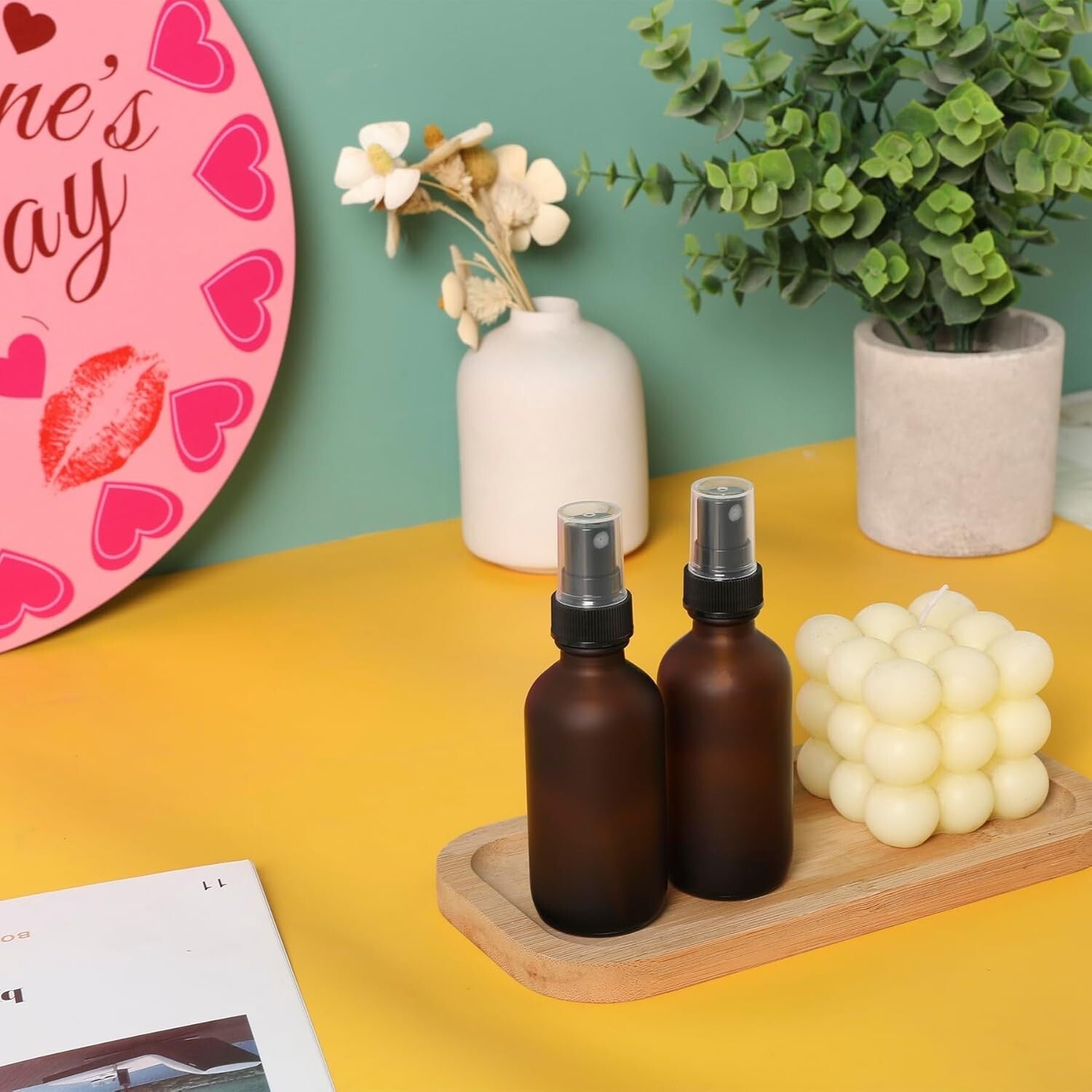 Multi-Purpose 2 oz Reusable Amber Spray Bottles - 48 Pack for Beauty & Cleaning