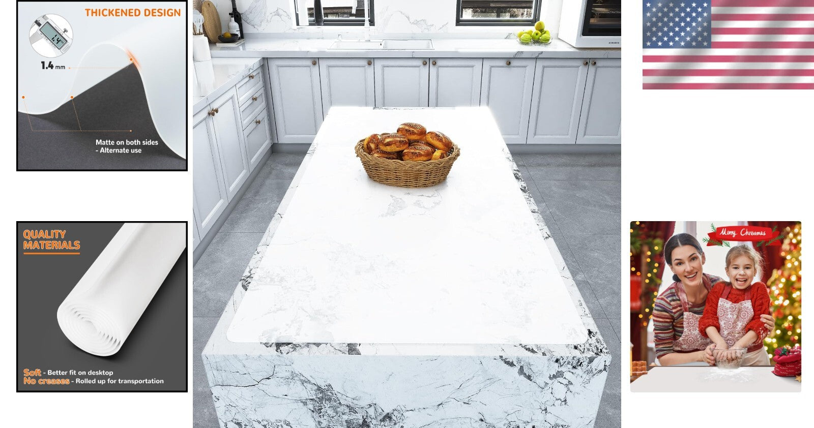 Extra Large 47" x 23" Waterproof Silicone Mat - Kitchen Countertop Protector