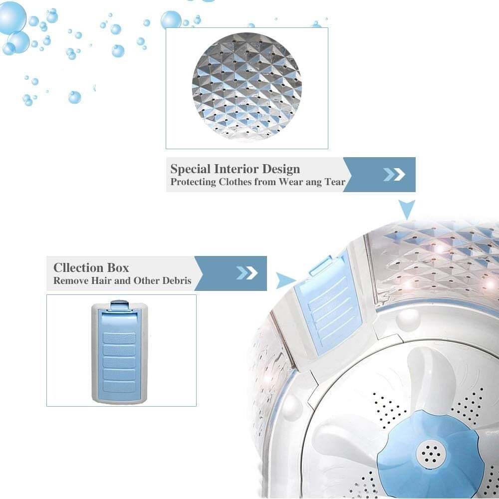Compact 2-in-1 Fully Automatic Washing Machine with Built-in Pump, 8 lbs Cap