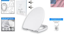 Load image into Gallery viewer, Modern Elongated Toilet Seat with Adjustable Slow Close Hinges - Fits All Brands
