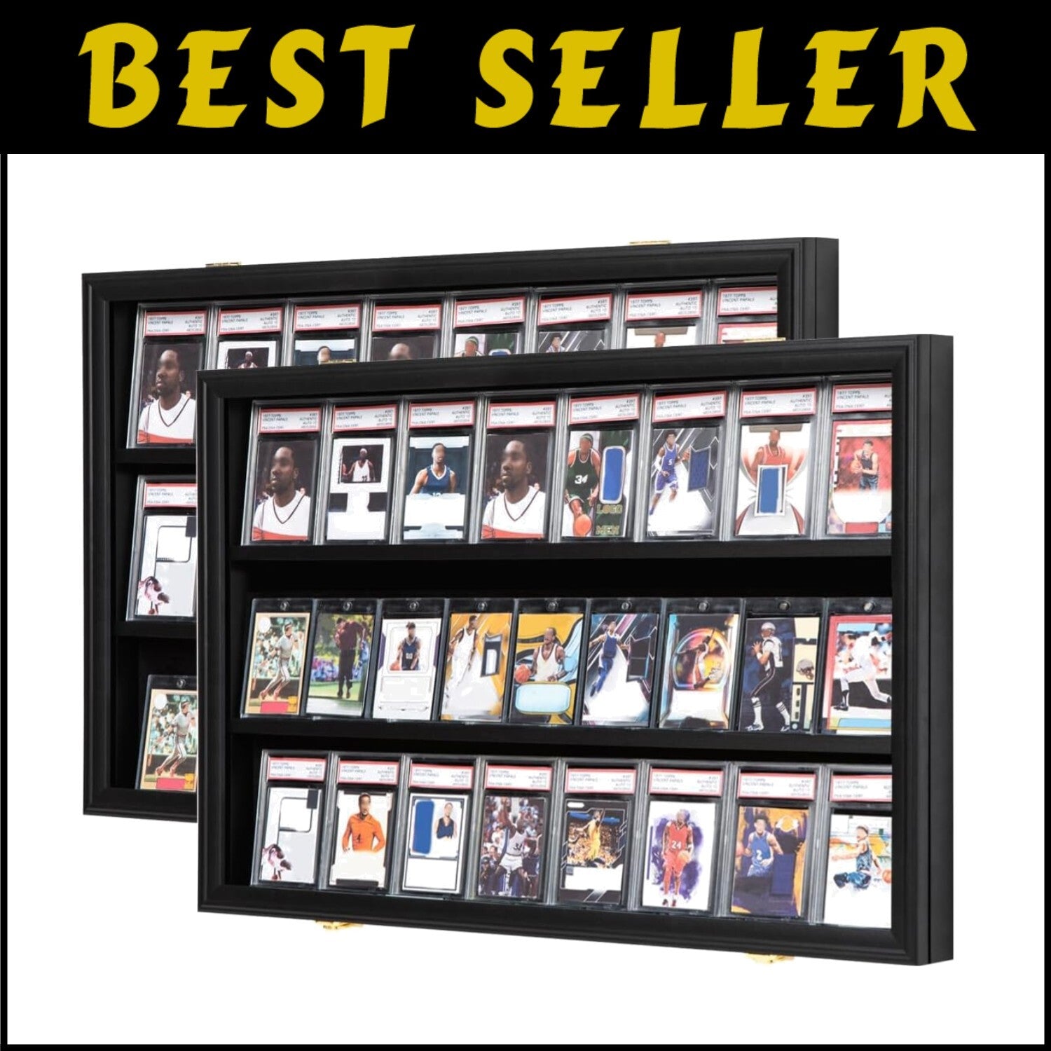 24-Card Lockable Baseball & Sports Display Case with UV Protection & Mounting