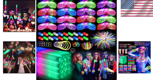 168 PCS Ultra-Bright Glow Sticks Pack for Parties, Weddings & Halloween Fun