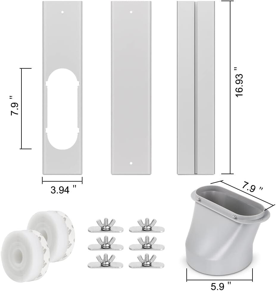 Adjustable Portable AC Window Vent Kit - 5.9 Inch Exhaust Hose, 78.7 Inch Length