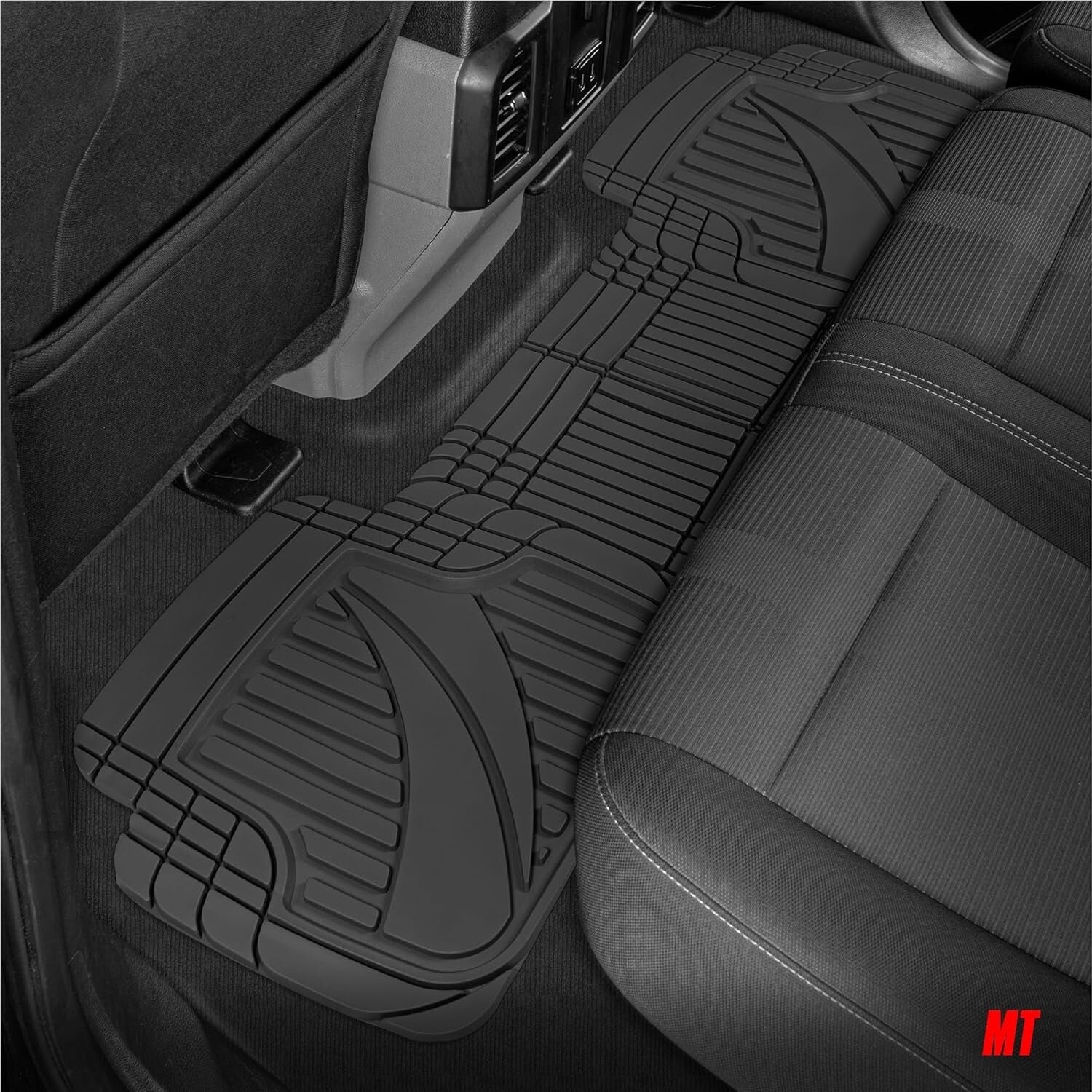 FlexTough Heavy Duty Black Rubber Car Floor Mats & Cargo Liner - All Weather Set