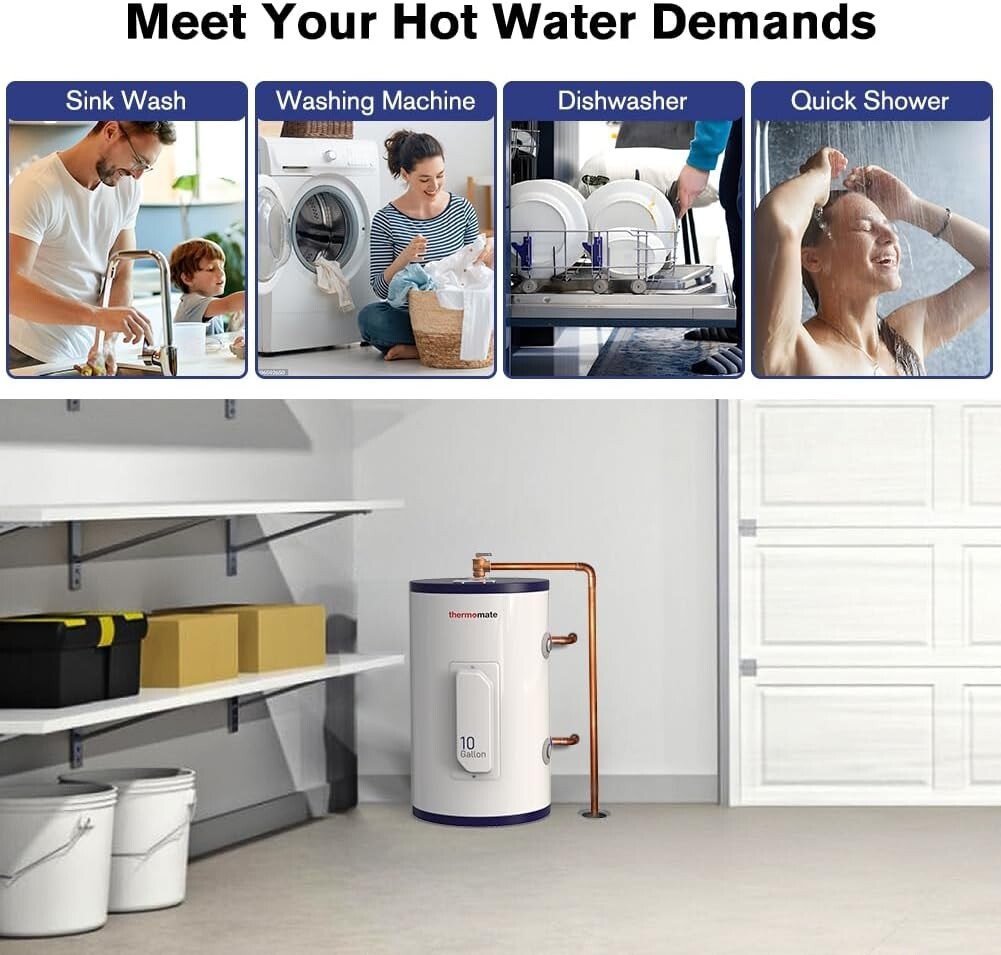Efficient 10 Gallon Hot Water Heater – Corrosion Resistant with Safety Features