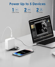 Load image into Gallery viewer, Compact Desktop Power Grommet with 6ft Cord: Two Outlets and Three USB Ports