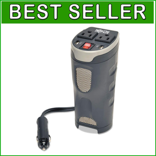 200W Car Power Inverter with Dual AC Outlets & USB Ports - Cup Holder Design