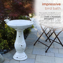 Load image into Gallery viewer, 25" Antique Ceramic Birdbath with Bird Figurines - Rustic Outdoor Décor